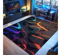 SOJAWA 3D Cyberpunk Gaming Rug, 90x150cm Neon Crack Visual Effect, Non-Slip Backing Washable Soft Gamer Area Rug, Durable Floor Mat for Gaming Room Bedroom Living Room Man Cave Teen Boys Room