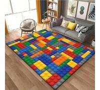 SOJAWA Area Rug, 160x200cm Colorful Building Block Print Pattern Living Room Rugs, Stylish Modern Teen Home Decor Carpets, Non-Slip Washable Bedroom Bedside Sofa Dormitory Low Pile Carpet
