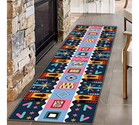 SOJAWA Bohemian Style Long Rug, 60x300cm, Multicolor Ethnic Geometric Pattern, Southwestern Aztec Style Runner Rugs, Non-Slip Washable Long Rug for Kitchen and Bedroom, Ethnic Home Decor