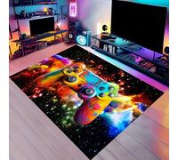 SOJAWA Game Console Carpet, 60x110cm 3D Modern Gamer Graffiti Game Console Pattern Rug, Stylish Modern Colorful Graffiti Foldable Entrance Rugs With Non-Slip Rubber Backing Low Pile Rug