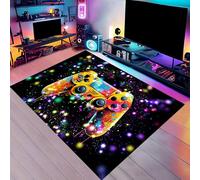 SOJAWA Gaming Area Rug, 60x90cm 3D Modern Gamer Graffiti Game Console Pattern Carpet, Cool and Colorful Youth Interior Decoration Rug for Bedroom Living Room Bedside Non-Slip Casual Mat