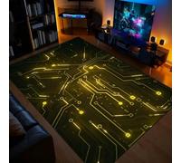 SOJAWA Glowing Circuit Board Area Rug 120x150cm, Tech Motherboard Gaming Carpet, Soft Low Pile Anti-Slip Mat for Boys Bedroom Teen Dorm Living Room Decor