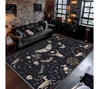SOJAWA Gothic Dark Art Living Room Rug, 150x180cm Skull Bat Butterfly Mysterious Unique Soft Carpet, Non-Slip Floor Mat for Bedroom Game Room Lounge Studio Apartment Home Decor