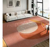 SOJAWA Minimalist Boho Area Rug 240x300cm, Terracotta Orange Abstract Face Line Art Washable Non-Slip Soft Carpet for Living Room Bedroom Lounge, Contemporary Decor