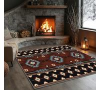 SOJAWA Native American Rug, 200x260cm, Black, Blue and Brown Navajo Diamond Geometric Rug, Country Farmhouse Vintage Rugs, Non-Slip Soft Washable Large Carpet, Native American Home Decor