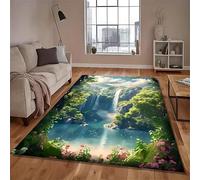 SOJAWA Nature Landscape Rug, 180x300cm Optical Illusion 3D Cliff Waterfall Pattern Non-Slip Rug, Soft Washable Home Interior Decoration Carpet, Kitchen Dining Room Office Welcome Entrance Rugs
