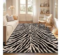 SOJAWA Nordic Style Zebra Print Rug 120x180cm Modern Minimalist Style White Background With Black Stripes, Soft Rug for Living Room, Bedroom, Bedside, Machine Washable, Non-Slip Rugs, Home Decor