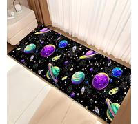 SOJAWA Starry Sky Runner Hallway Rug, 80x300cm Colorful Planet Galaxy Shooting Star Rugs, Foldable Easy to Clean Rocket Moon Floor Carpet for Bedroom Sofa Bedside Office Playroom Carpets