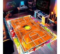 SOJAWA Tennis-Themed Rug, 60x110cm, Street Graffiti Art Pattern, Hand-Painted Abstract Style Rugs, Indoor Play Rug, Non-Slip Washable Soft Small Carpet, Graffiti-Themed Home Decor Gift