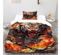 SOJFGSNAJ Angry Tiger Duvet Cover Sets Jungle Animals Premium Brushed Microfiber Duvet Cover Double Set Non Iron Luxury Bedding Sets With Zipper Closure Single（135x200cm）