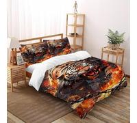SOJFGSNAJ Angry Tiger Duvet Cover Sets Jungle Animals - Premium Microfiber Duvet Cover Sets 3 PCs Bedding Set With Zipper Closure Super King（260x220cm）