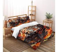 SOJFGSNAJ Angry Tiger Duvet Cover Sets Jungle Animals Ultrasoft Hypoallergenic Reversible Duvet Covers With Zipper Closure King（220x240cm）