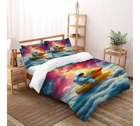 SOJFGSNAJ Astronaut Duck Duvet Cover Sets Animal Totem Premium Brushed Microfiber Duvet Cover Double Bedding Set With Zipper Closure Double（200x200cm）