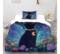 SOJFGSNAJ Black Cat Double Duvet Set Animal Totem Ultrasoft Hypoallergenic Reversible Duvet Covers With Zipper Closure Single（135x200cm）
