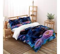 SOJFGSNAJ Black Panther And Flower Double Duvet Set Totem - Ultrasoft Hypoallergenic Reversible Quilt Cover Set Non Iron Luxury Bedding Sets With Zipper Closure King（220x240cm）
