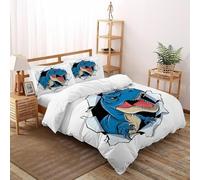 SOJFGSNAJ Blue Dinosaur Double Duvet Set Jungle Animals Premium Brushed Microfiber Duvet Cover Non Iron Luxury Bedding Set With Zipper Closure King(220x240cm)
