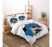 SOJFGSNAJ Blue Dinosaur Double Duvet Set Jungle Animals Ultrasoft Hypoallergenic Duvet Double Cover Non Iron Luxury Bedding Set With Zipper Closure Double(200x200cm)