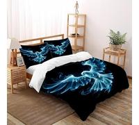 SOJFGSNAJ Blue Phantom Eagle Duvet Cover Sets Totem - Premium Microfiber Duvet Cover Sets 3 PCs Bedding Set With Zipper Closure King（220x240cm）
