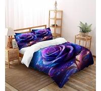 SOJFGSNAJ Blue Rose Duvet Cover Sets Flower Totem Ultrasoft Hypoallergenic Reversible Duvet Covers Bedding Set With Zipper Closure King(220x240cm)