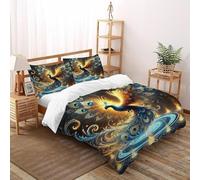 SOJFGSNAJ Flying Peacock Duvet Cover Sets Totem - Premium Microfiber Duvet Cover Sets 3 PCs Bedding Set With Zipper Closure Super King（260x220cm）