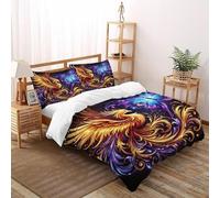 SOJFGSNAJ Flying Phoenix Double Duvet Set Jungle Animals - Premium Microfiber Duvet Cover Sets 3 PCs Set Non Iron Luxury Bedding Sets With Zipper Closure Super King（260x220cm）