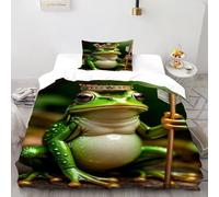 SOJFGSNAJ Frog Crown Double Duvet Set Ultrasoft Hypoallergenic Duvet Double Cover Non Iron Luxury Bedding Set With Zipper Closure Single（135x200cm）