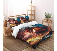 SOJFGSNAJ Furious Dragon Double Duvet Set Animal Totem Premium Brushed Microfiber Duvet Cover Double Ultrasoft Bedding Set With Zipper Closure Super King（260x220cm）