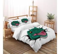 SOJFGSNAJ Green Dinosaur Double Duvet Set Animal Totem - Ultrasoft Hypoallergenic Reversible Quilt Cover Non Iron Luxury Bedding Set With Zipper Closure King（220x240cm）