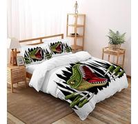 SOJFGSNAJ Green Dinosaur Double Duvet Set Jungle Animals Ultrasoft Hypoallergenic Duvet Double Cover Set Non Iron Luxury Bedding Sets With Zipper Closure Double（200x200cm）