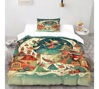 SOJFGSNAJ Happy Holidays Double Duvet Set - Premium Microfiber Duvet Cover Sets 2 PCs Set Non Iron Luxury Bedding Sets With Zipper Closure Single（135x200cm）