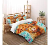 SOJFGSNAJ Highland Cow Duvet Cover Sets Animal Totem Premium Brushed Microfiber Duvet Cover Double Set Non Iron Luxury Bedding Sets With Zipper Closure King（220x240cm）