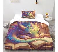 SOJFGSNAJ Little Dinosaur Duvet Cover Sets Mythical Totem - Premium Microfiber Duvet Cover Sets 2 PCs Non Iron Luxury Bedding Set With Zipper Closure Single（135x200cm）