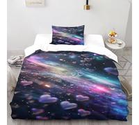 SOJFGSNAJ Love Starry Sky Duvet Cover Sets Totem Premium Brushed Microfiber Duvet Cover Double Non Iron Luxury Bedding Set With Zipper Closure Single（135x200cm）