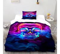 SOJFGSNAJ Pink And Blue Skulls Duvet Cover Sets Totem Premium Brushed Microfiber Duvet Cover Double Set Non Iron Luxury Bedding Sets With Zipper Closure Single(135x200cm)