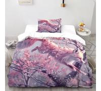 SOJFGSNAJ Pink Fox Duvet Cover Sets Animal Totem Premium Brushed Microfiber Duvet Cover Double Ultrasoft Non Iron Luxury Bedding Set With Zipper Closure Single（135x200cm）