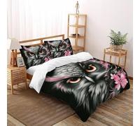 SOJFGSNAJ Pink Owl Double Duvet Set Animal Totem Ultrasoft Hypoallergenic Reversible Duvet Covers With Zipper Closure Super King(260x220cm)