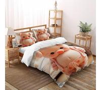 SOJFGSNAJ Pink Piglet Double Duvet Set Animal Totem Hypoallergenic Duvet Double Cover Non Iron Luxury Bedding Set With Zipper Closure Super King(260x220cm)