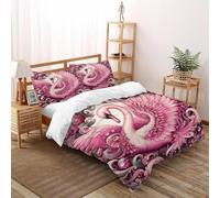 SOJFGSNAJ Pink Swan Duvet Cover Sets Ocean Totem Premium Brushed Microfiber Duvet Cover Double Ultrasoft With Zipper Closure Double(200x200cm)
