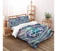 SOJFGSNAJ Pisces Star Double Duvet Set Totem Hypoallergenic Duvet Double Cover Non Iron Luxury Bedding Set With Zipper Closure Double(200x200cm)
