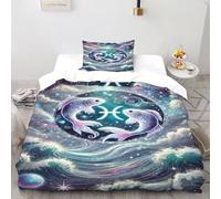 SOJFGSNAJ Pisces Star Duvet Cover Sets Totem Ultrasoft Hypoallergenic Reversible Duvet Covers Set Non Iron Luxury Bedding Sets With Zipper Closure Single(135x200cm)