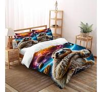 SOJFGSNAJ Planet Sloth Double Duvet Set Animal Totem Ultrasoft Hypoallergenic Reversible Duvet Covers Set Non Iron Luxury Bedding Sets With Zipper Closure Super King（260x220cm）