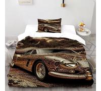 SOJFGSNAJ Python Patterned Car Double Duvet Set - Ultrasoft Hypoallergenic Reversible Quilt Cover With Zipper Closure Single(135x200cm)