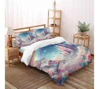 SOJFGSNAJ Rainbow White Horse Duvet Cover Sets Totem Premium Brushed Microfiber Duvet Cover Double Ultrasoft With Zipper Closure Super King（260x220cm）