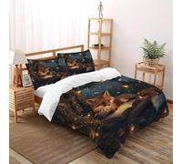 SOJFGSNAJ Reading Fox Duvet Cover Sets Animal Totem Premium Brushed Microfiber Duvet Cover Double Non Iron Luxury Bedding Set With Zipper Closure Super King(260x220cm)
