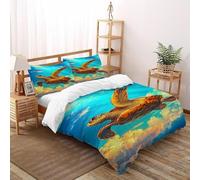 SOJFGSNAJ Sky Turtle Double Duvet Set Animal Totem Premium Brushed Microfiber Duvet Cover Double Non Iron Luxury Bedding Set With Zipper Closure Super King（260x220cm）