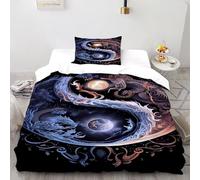 SOJFGSNAJ The Eight Trigrams of The Sun And Moon Double Duvet Set Premium Brushed Microfiber Duvet Cover Double Ultrasoft Set Non Iron Luxury Bedding Sets With Zipper Closure Single（135x200cm）