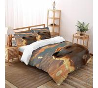 SOJFGSNAJ The Little Dog Looks Up at The Sky Double Duvet Set Premium Brushed Microfiber Duvet Cover Double Ultrasoft Bedding Set With Zipper Closure King(220x240cm)