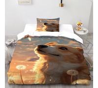 SOJFGSNAJ The Little Dog Looks Up at The Sky Duvet Cover Sets - Ultrasoft Hypoallergenic Reversible Quilt Cover Non Iron Luxury Bedding Set With Zipper Closure Single(135x200cm)