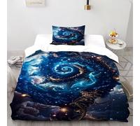 SOJFGSNAJ Vortex Starry Sky Double Duvet Set Totem Ultrasoft Hypoallergenic Duvet Double Cover Set Non Iron Luxury Bedding Sets With Zipper Closure Single(135x200cm)