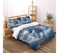 SOJFGSNAJ White Horse Double Duvet Set Jungle Animals Hypoallergenic Duvet Double Cover Non Iron Luxury Bedding Set With Zipper Closure Super King（260x220cm）